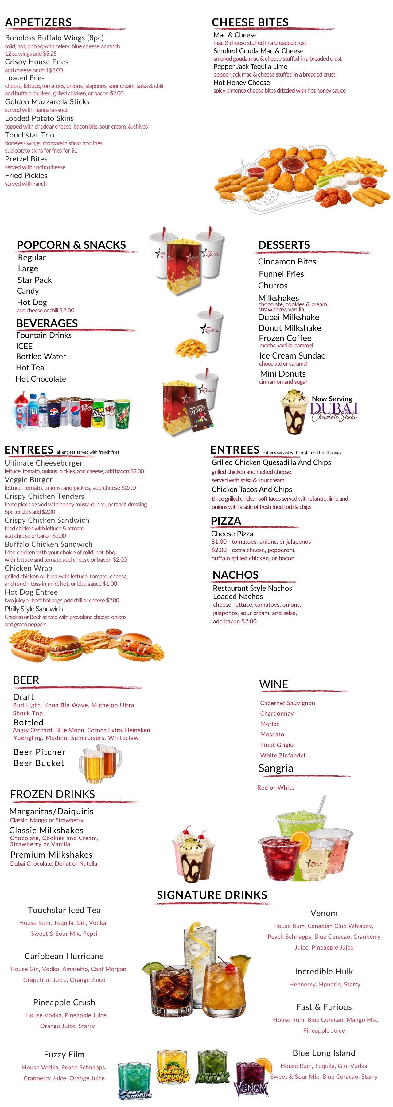 Sabal Palms Menu
