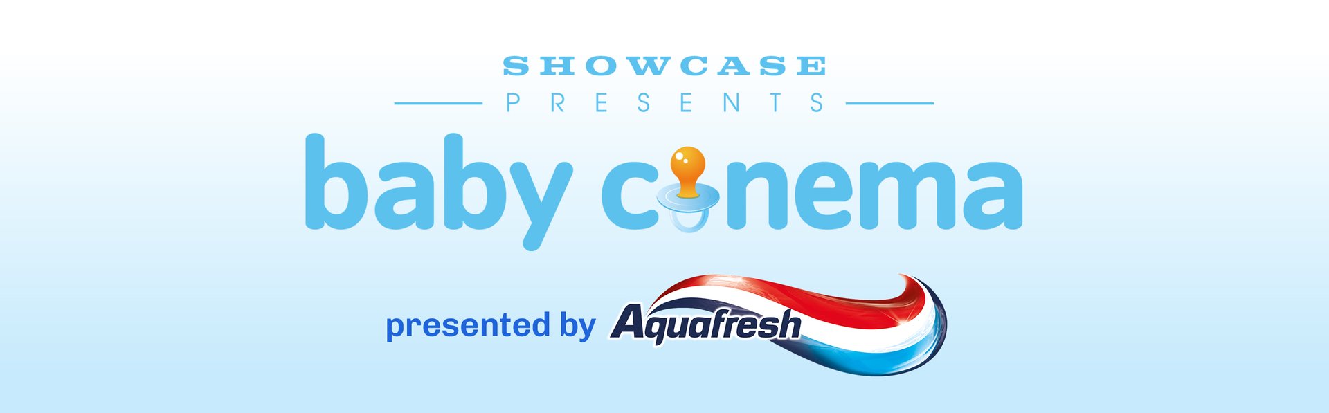 baby cinema written in a blue font with a child's pacifier