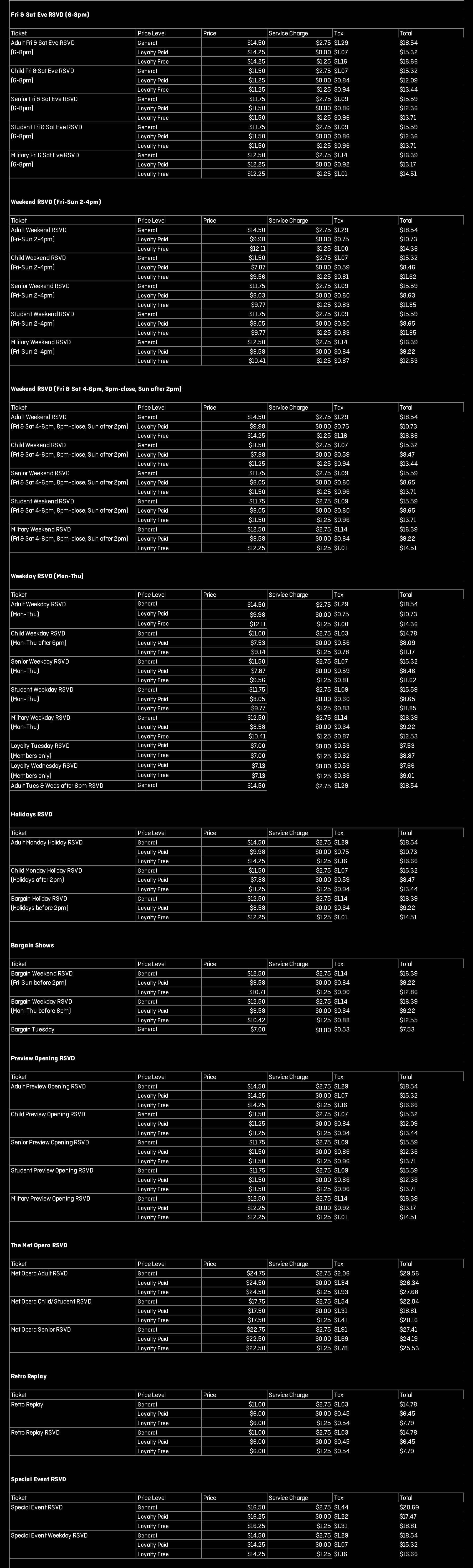 Annapolis Ticket Pricing