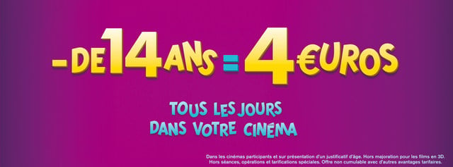 Tarif moins de 14 ans