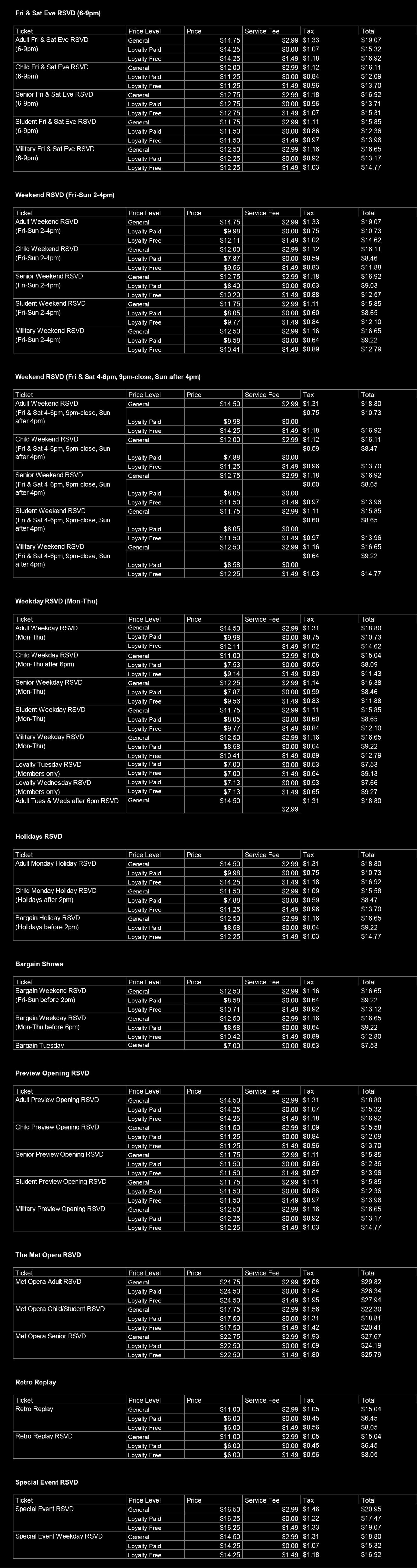 Annapolis Ticket Pricing