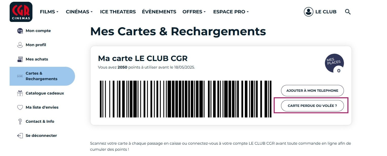 perte carte