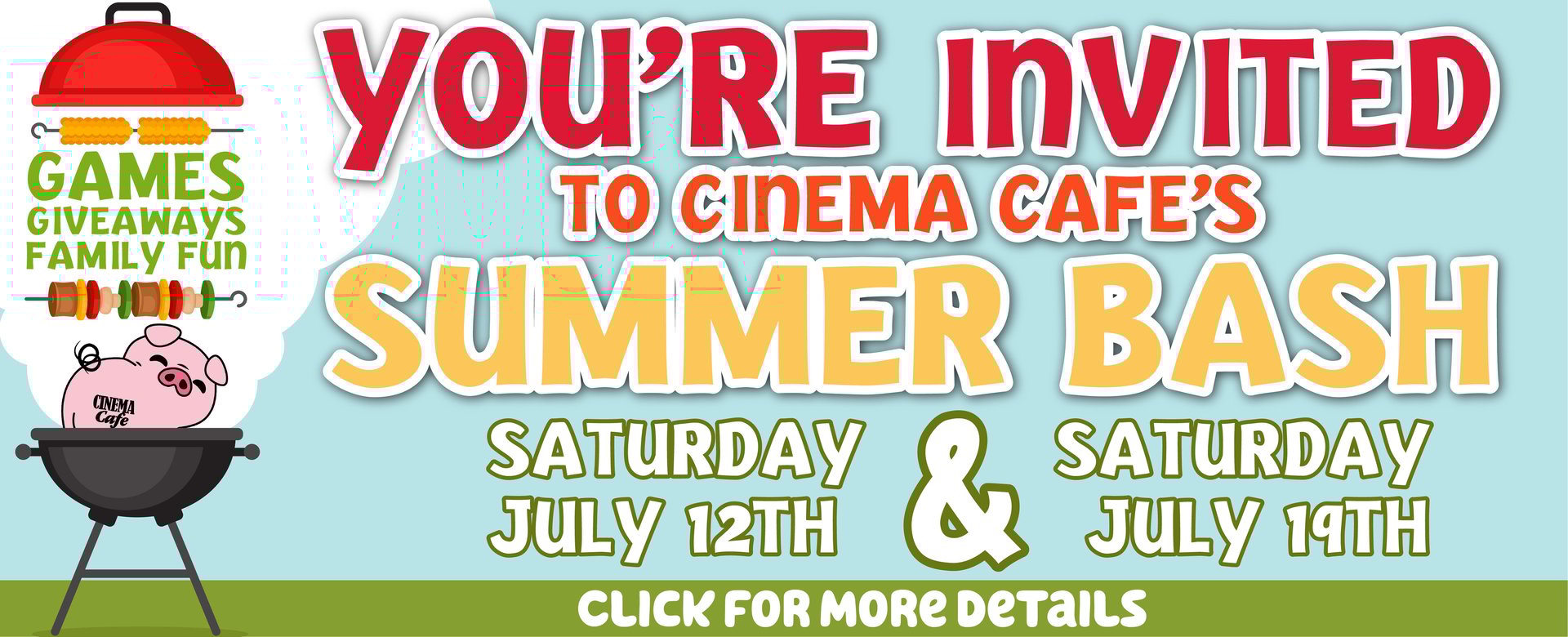 Summer Movie Bash July 12th at Edinburgh and July 19th at Chester 11a-5p at Edinburgh