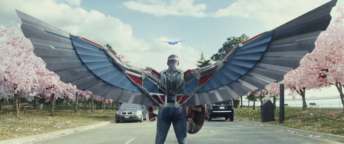 Captain America with wings spread.