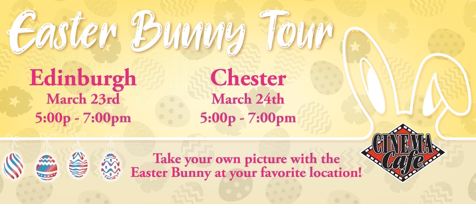 Easter Bunny Tour – Edinburgh: 3/23 5-7p | Chester 3/24 5-7p