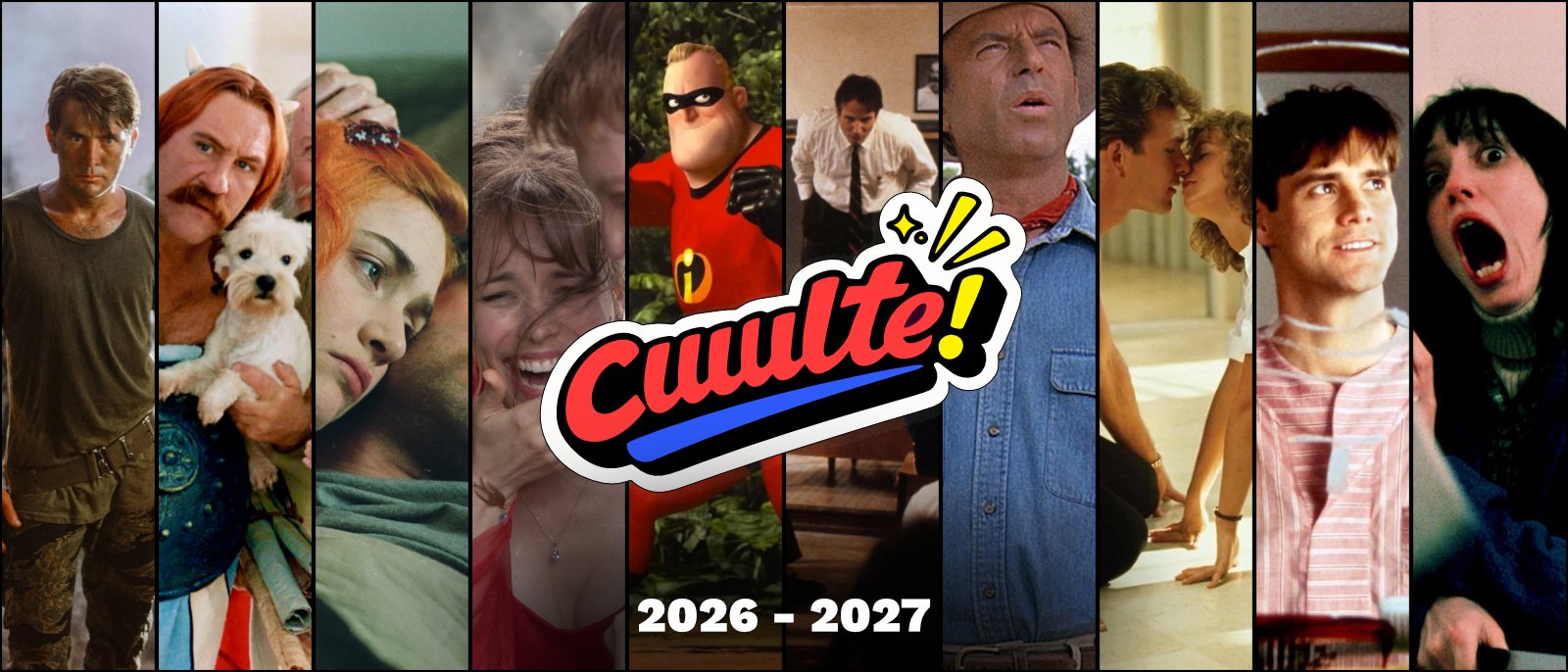 Bannière avec 10 volets, représentant les 10 films