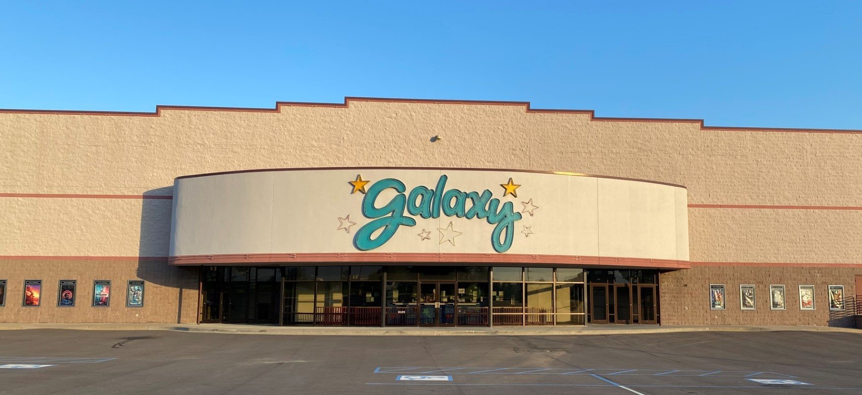 exterior of theatre showing galaxy sign