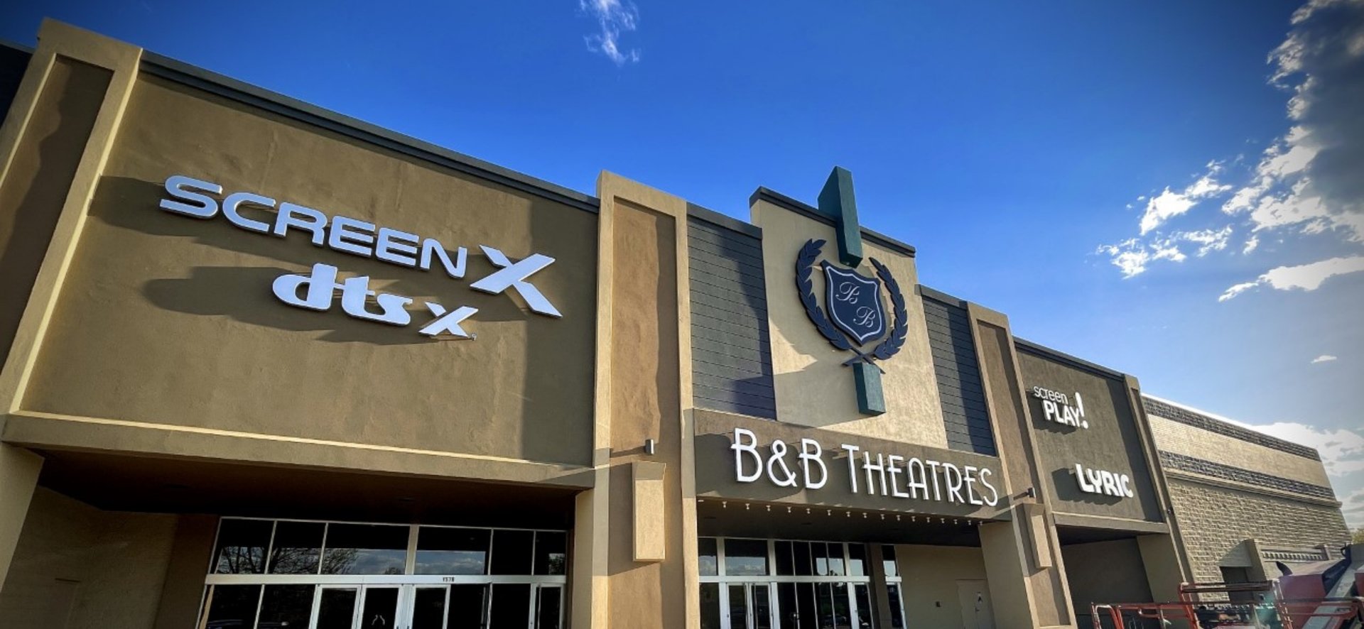 exterior of theatre showing B&B Theaters sign