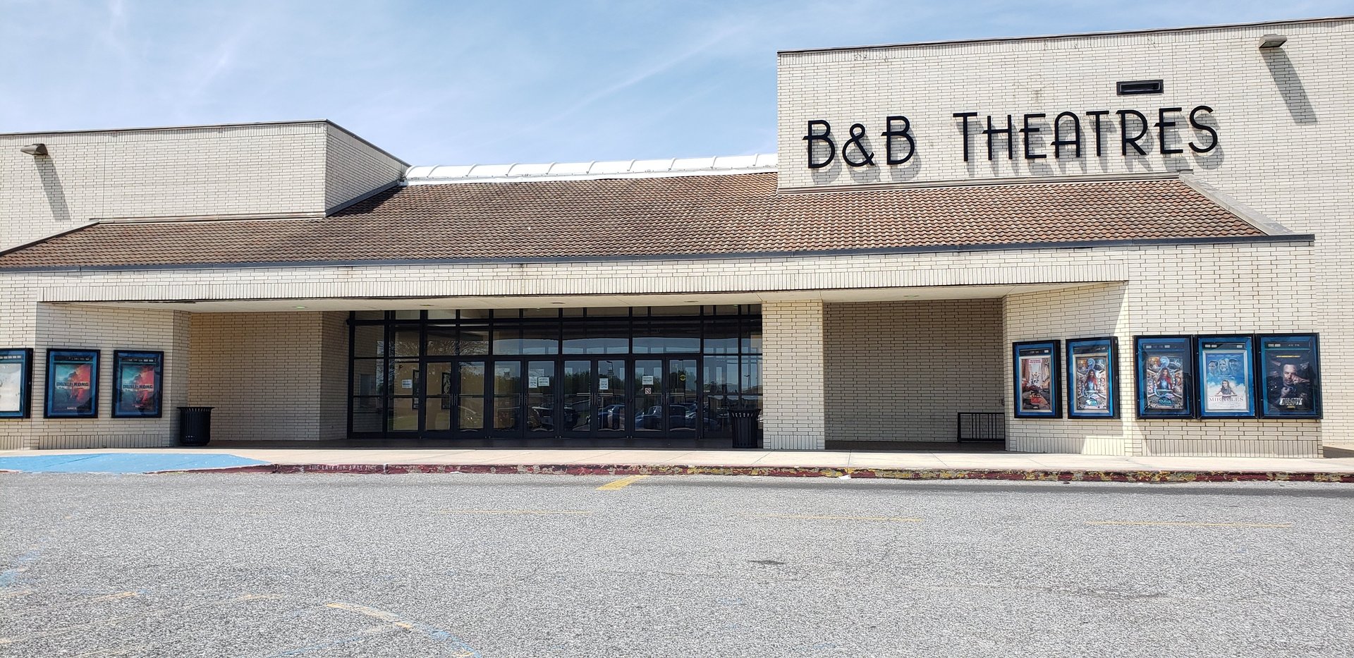 exterior of theatre showing B&B Theaters sign