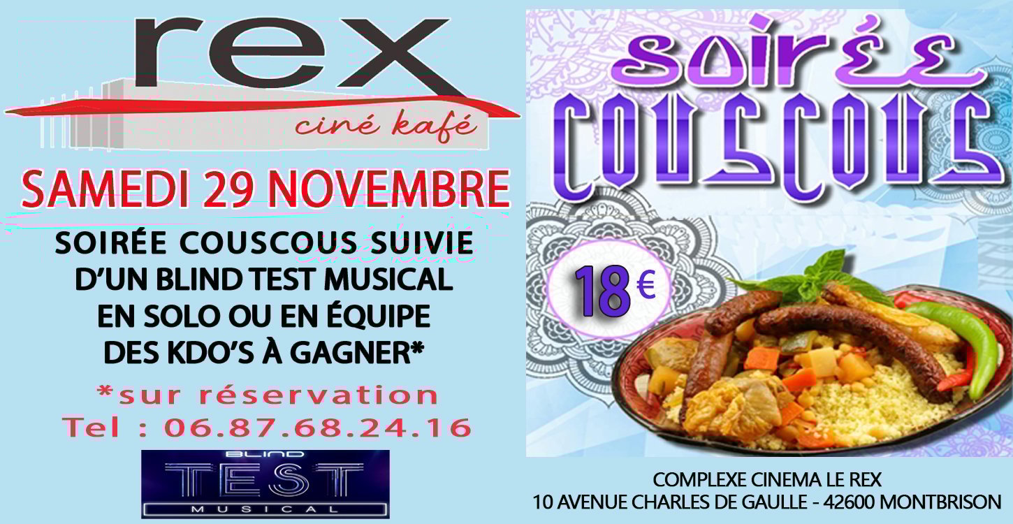 Soirée Couscous au Ciné Kafé le Samedi 29 novembre 