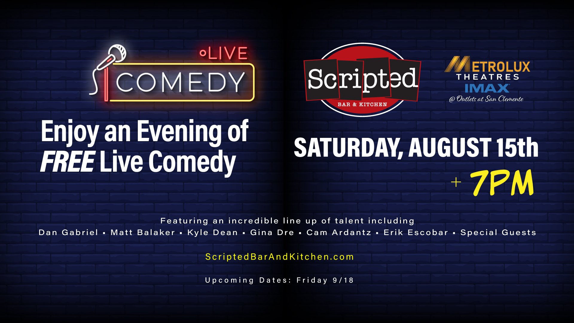 Free Comedy @ Scripted Bar & Kitchen