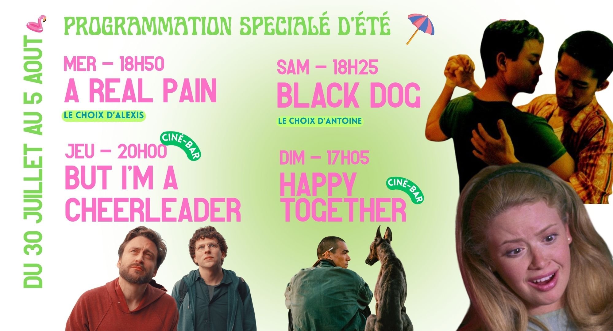 PROGRAMMATION SPÉCIALE D'ÉTÉ DU 30 JUILLET AU 5 AOUT