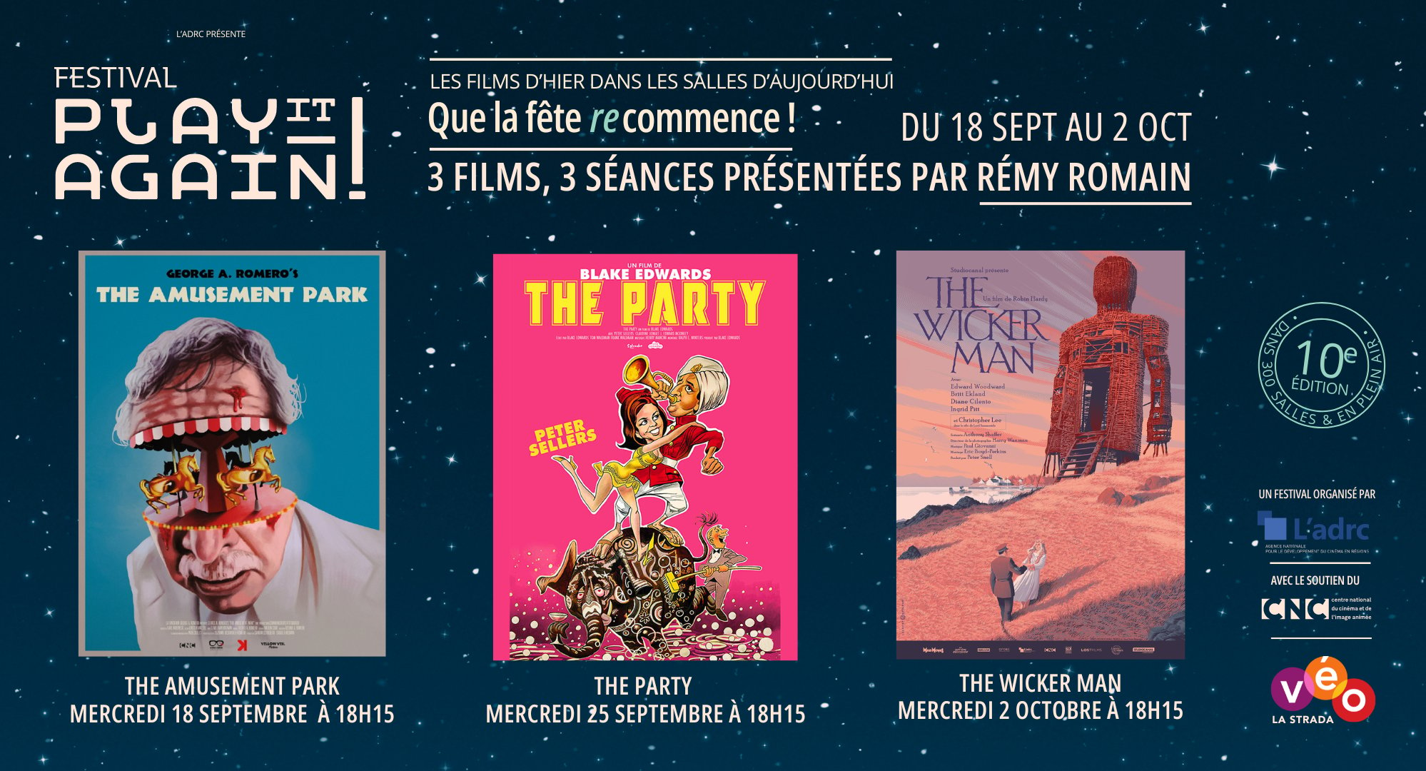 FESTIVAL PLAY IT AGAIN : 3 Films présentés par Rémy Romain