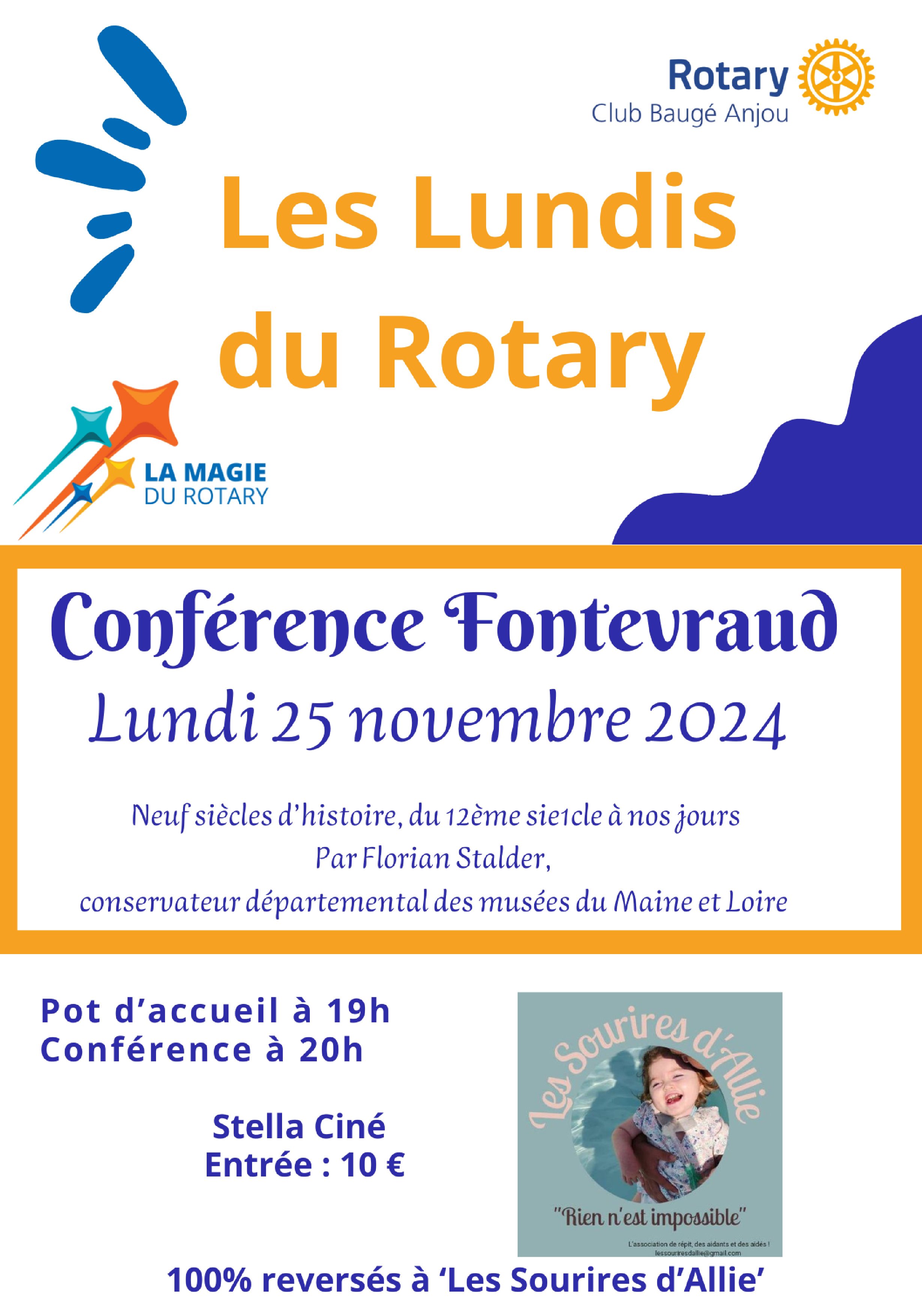 LES LUNDIS DU ROTARY  - Conférence Fontevraud