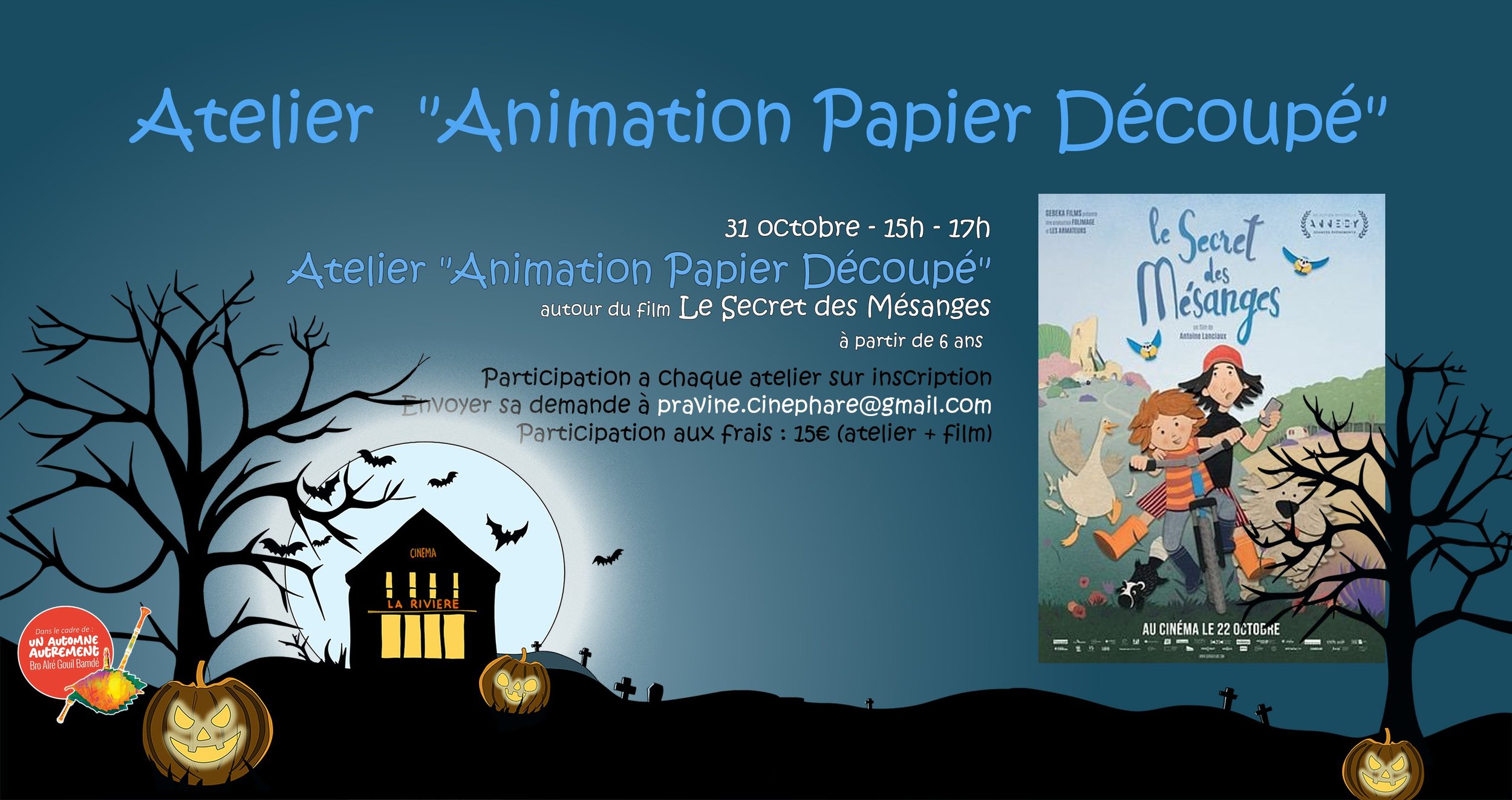 Atelier cinéma enfants : papier découpé lié au film "Le secret des mésanges"