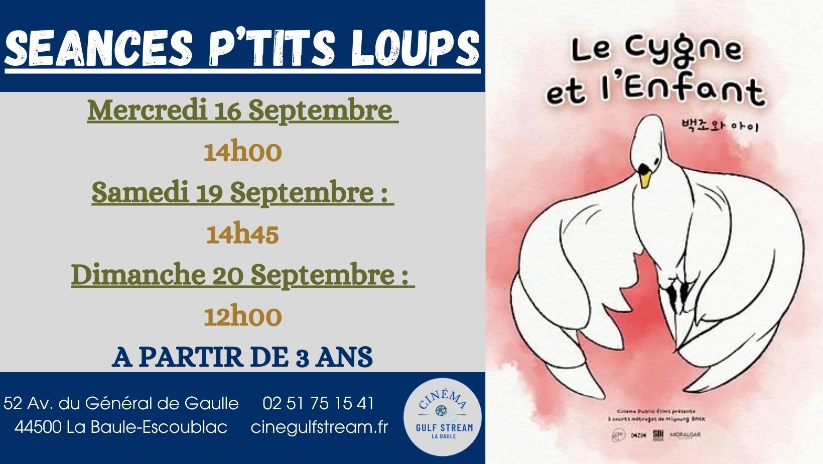 SEANCES P’TITS LOUPS : Le Cygne et l'enfant