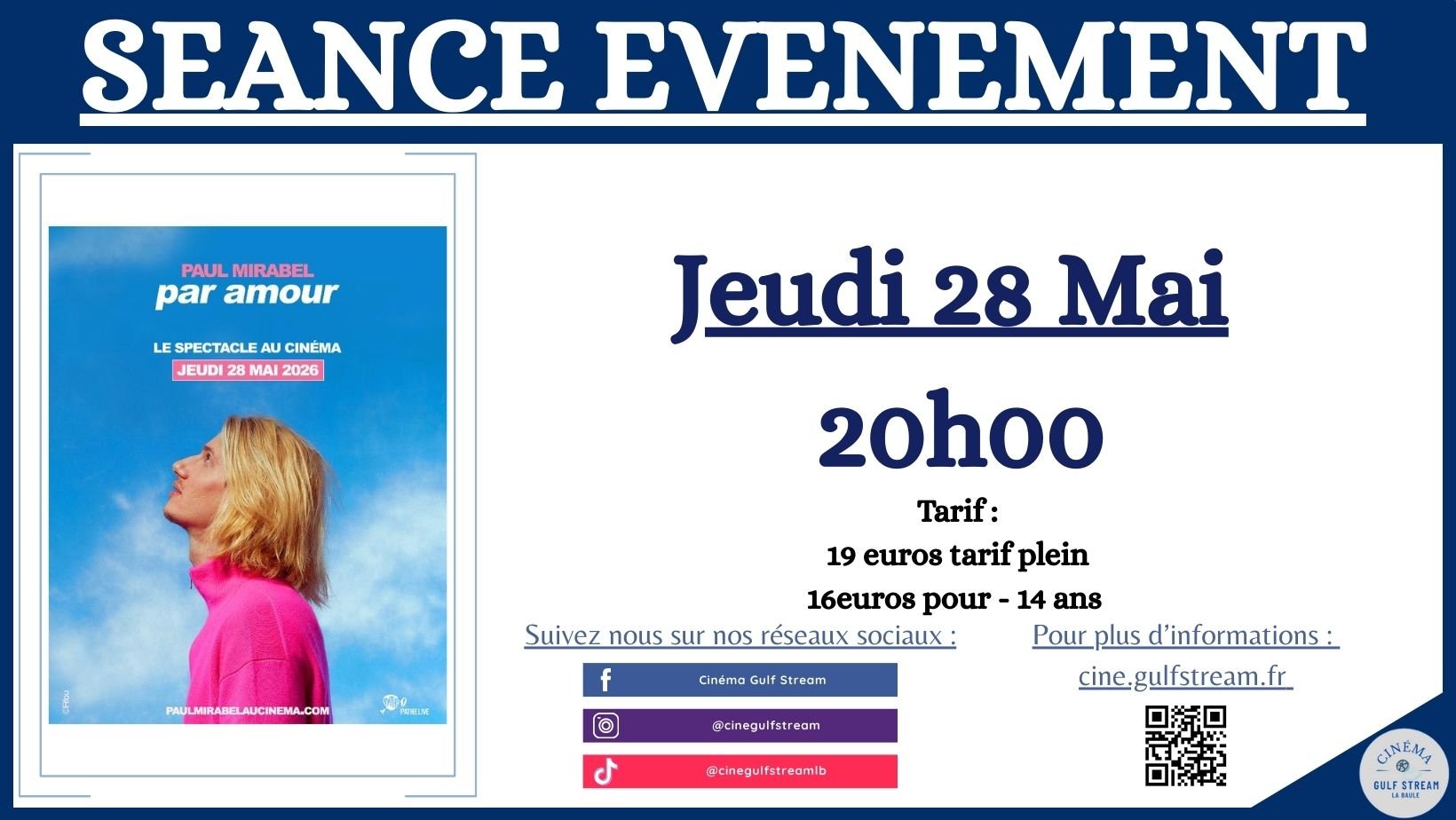 Séance Unique : PAUL MIRABEL - PAR AMOUR : LE SPECTACLE AU CINEMA