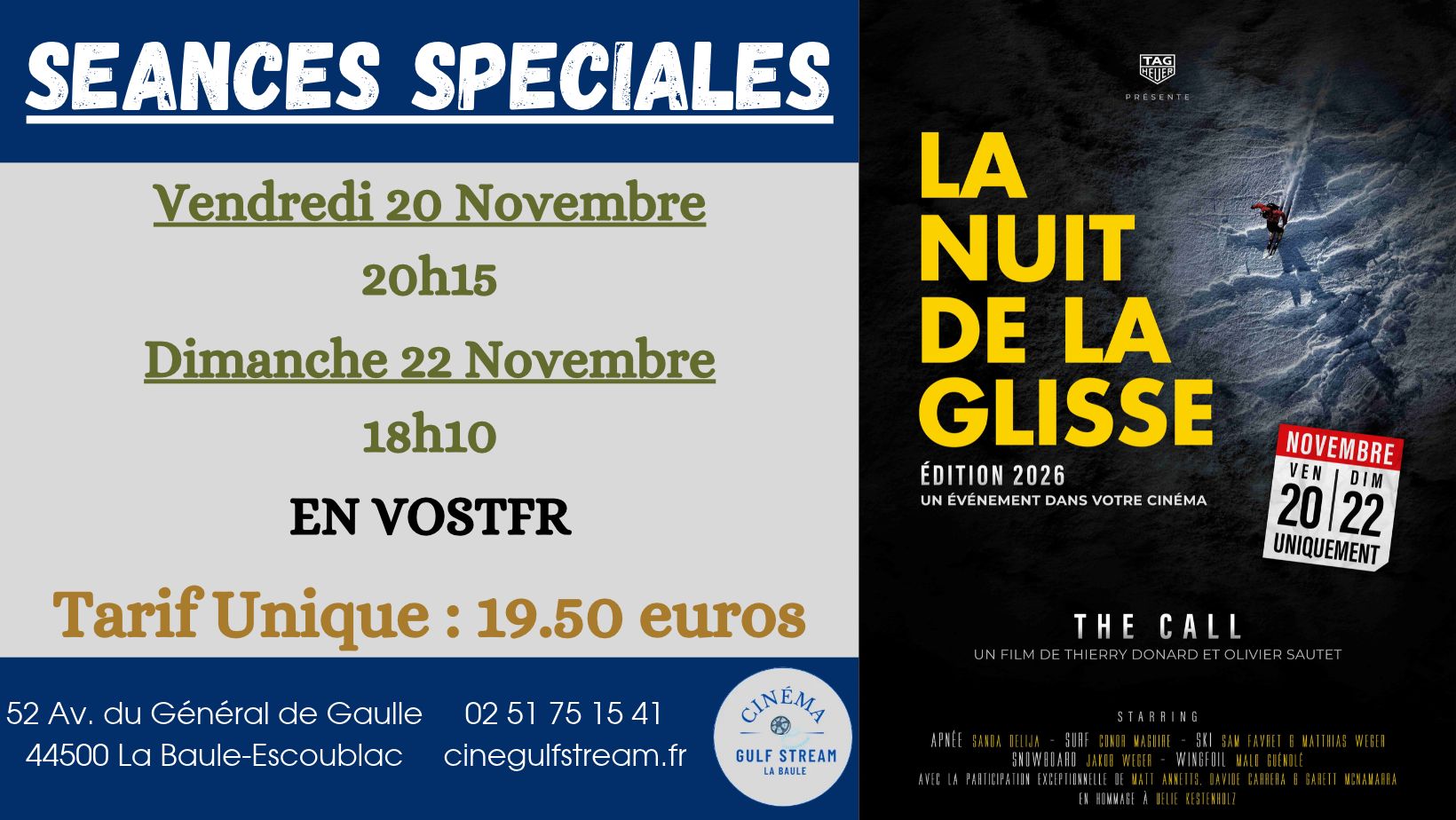 SEANCES SPECIALES : LA NUIT DE LA GLISSE EDITION 2026