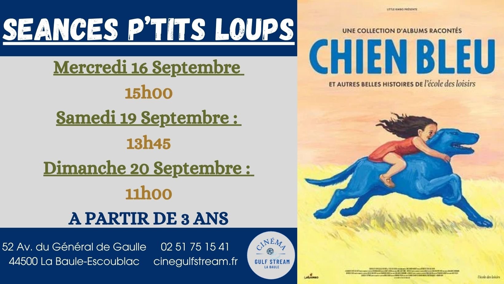 SEANCES P’TITS LOUPS : Chien bleu et autres belles histoires de l'école des loisirs