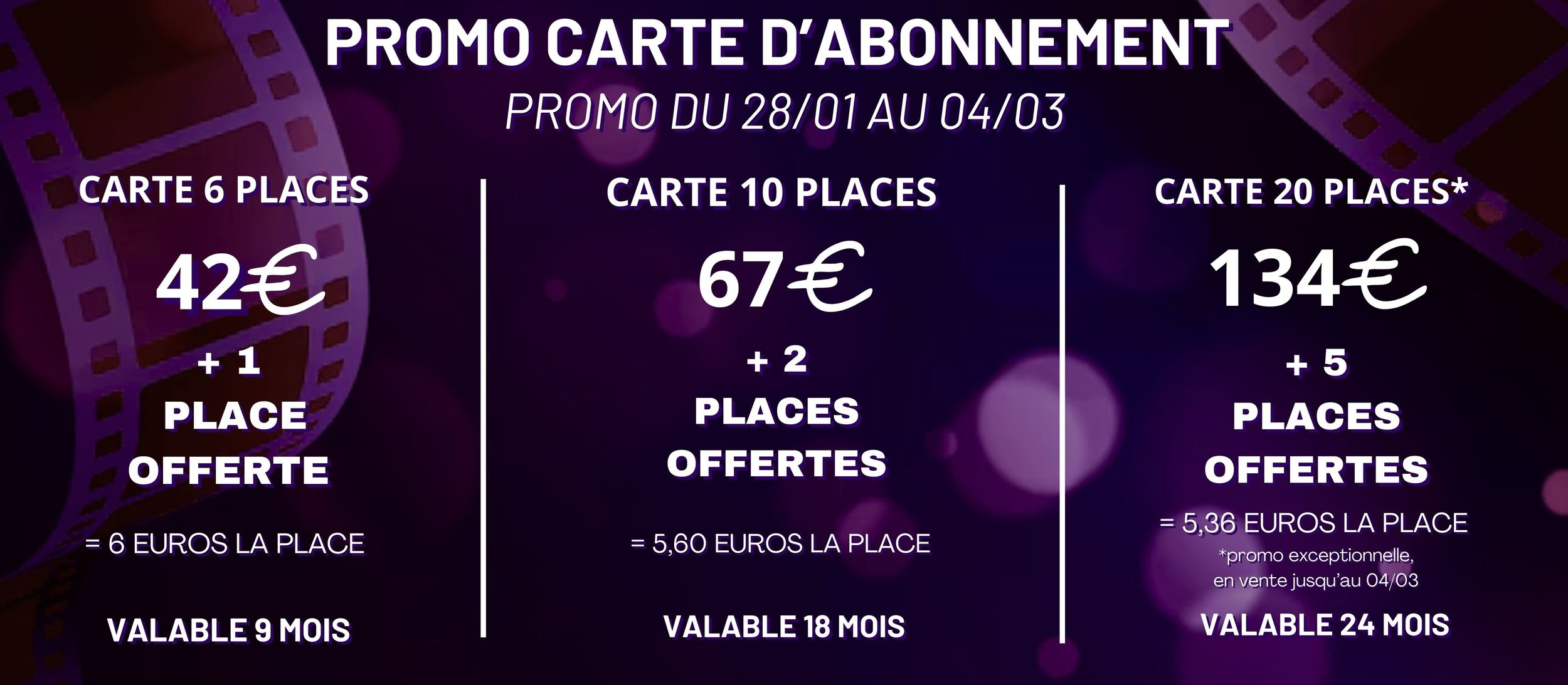 Cartes d'abonnement: en février, places gratuites offertes!