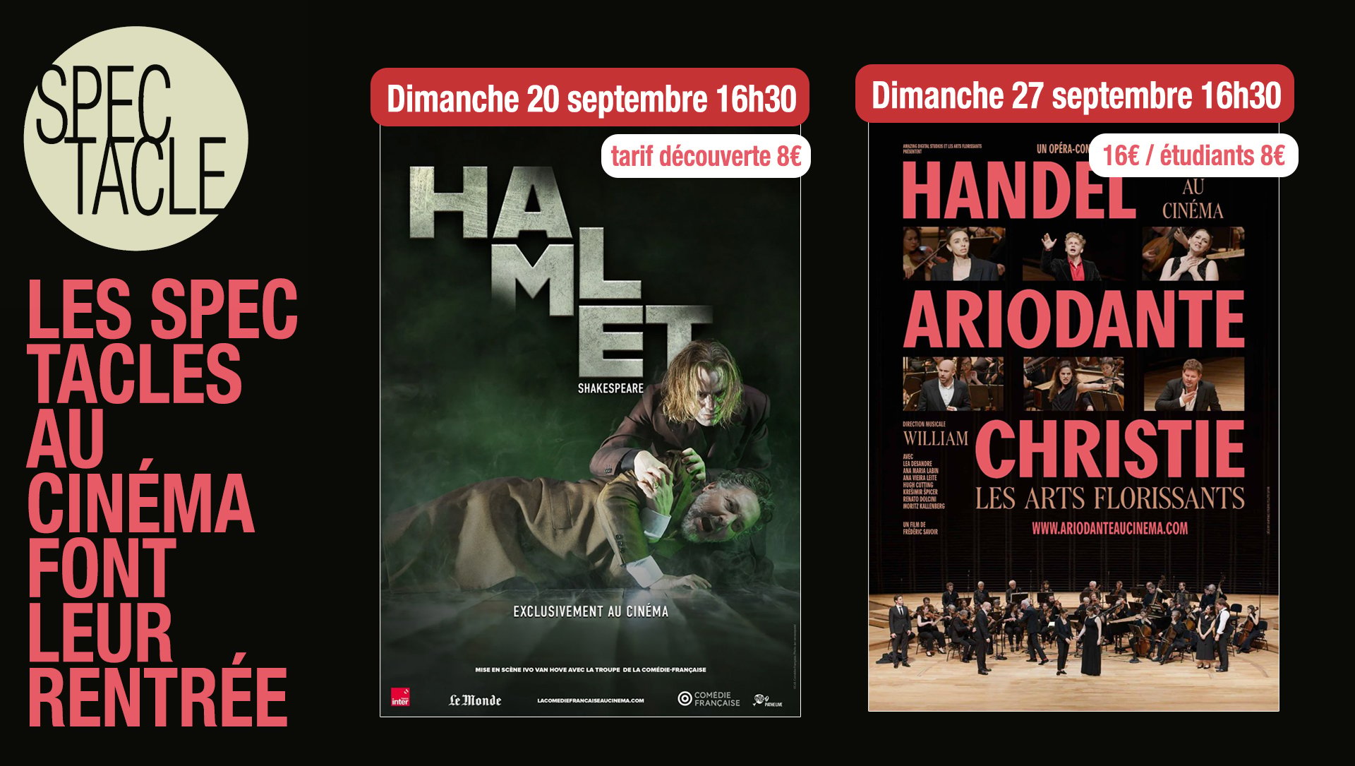 LES SPECTACLES AU CINÉMA FONT LEUR RENTRÉE