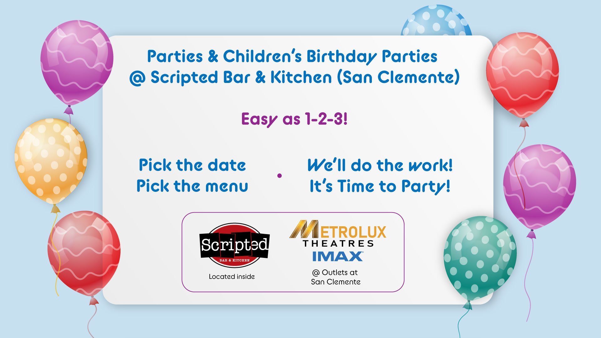 Parties & Birthday Parties @ Scripted Bar & Kitchen - San Clemente