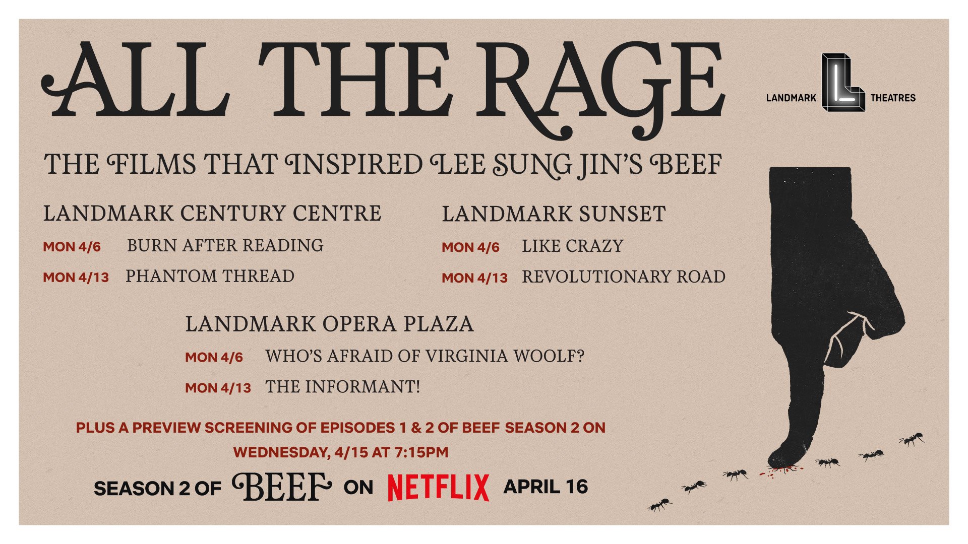ALL THE RAGE: A selection of films that helped shape "BEEF" Season 2!