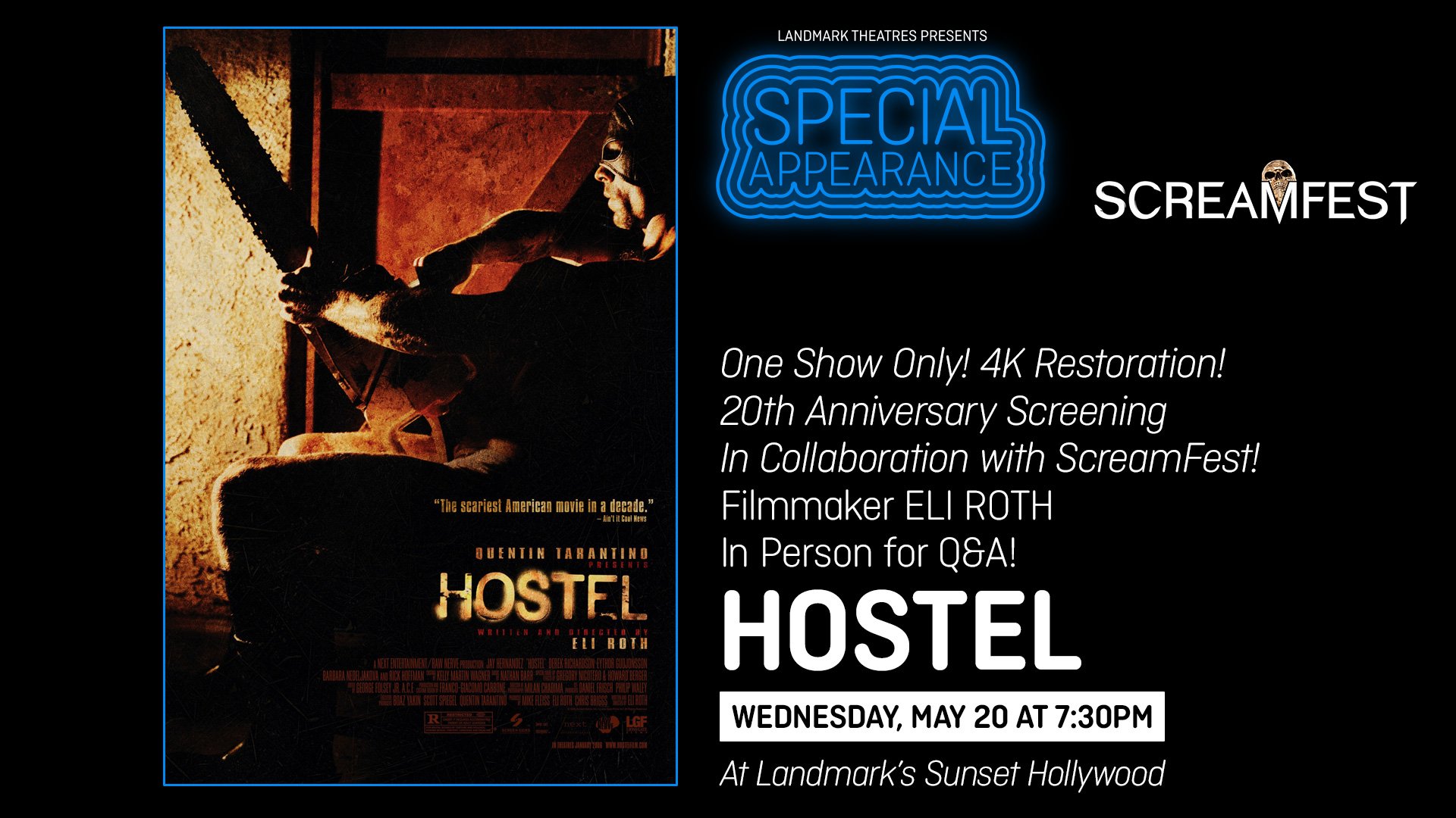 Filmmaker Eli Roth In Person!