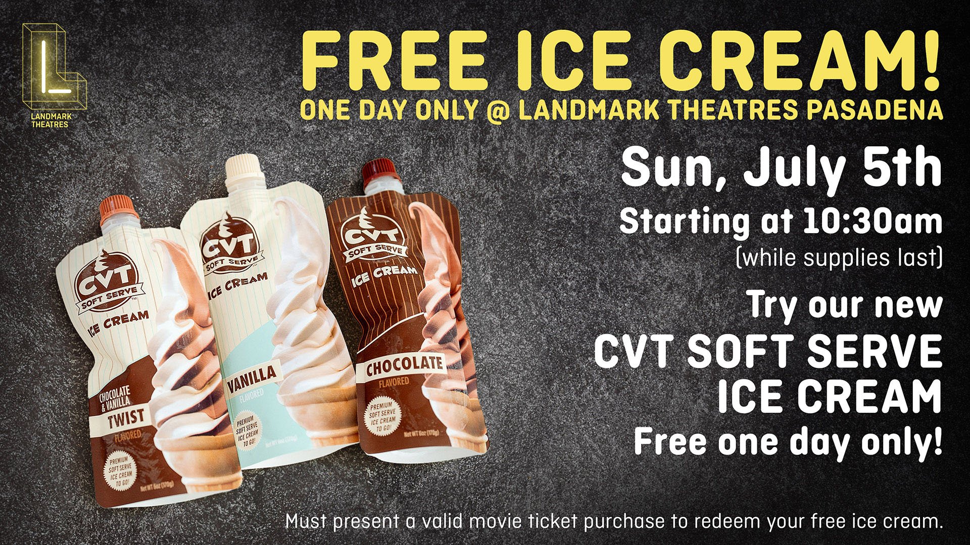 Free Ice Cream at Landmark Pasadena!