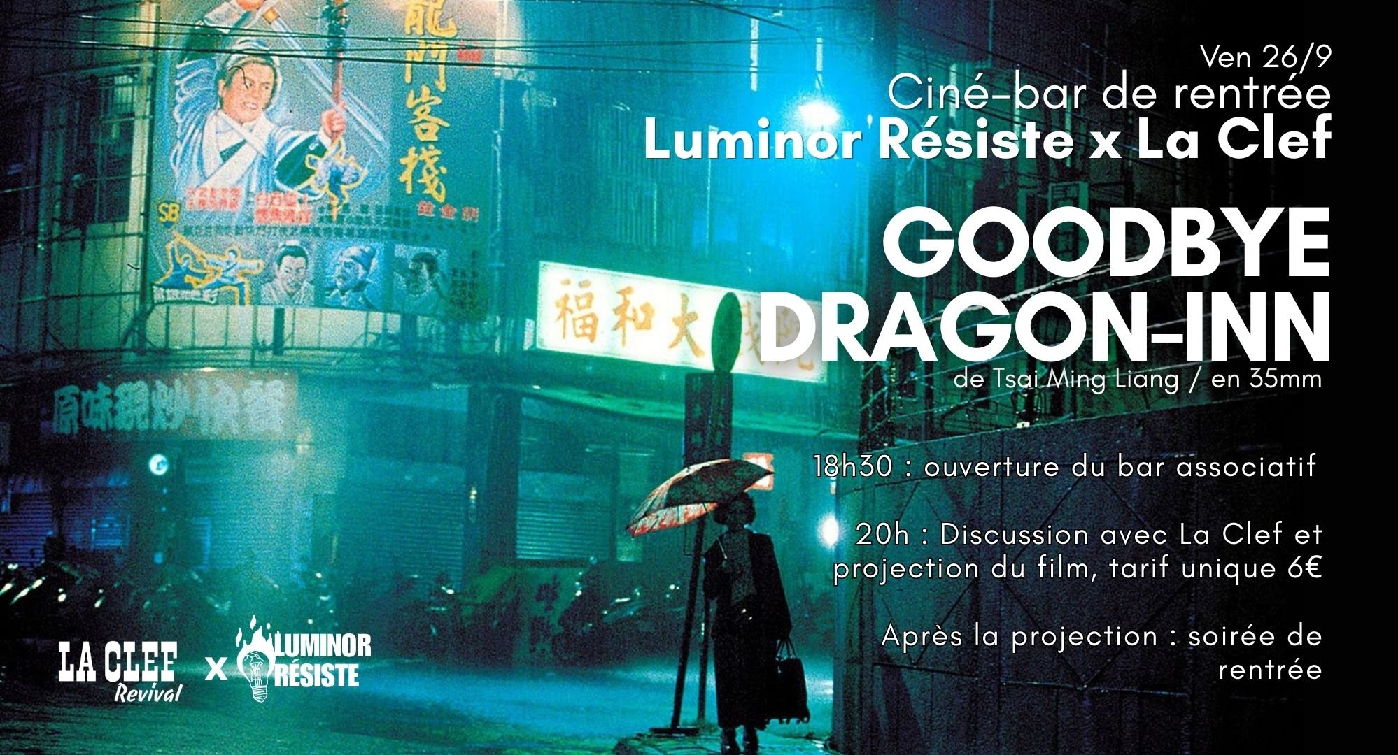 Ven 26 sep : Cinébar de rentrée - Goodbye Dragon-Inn