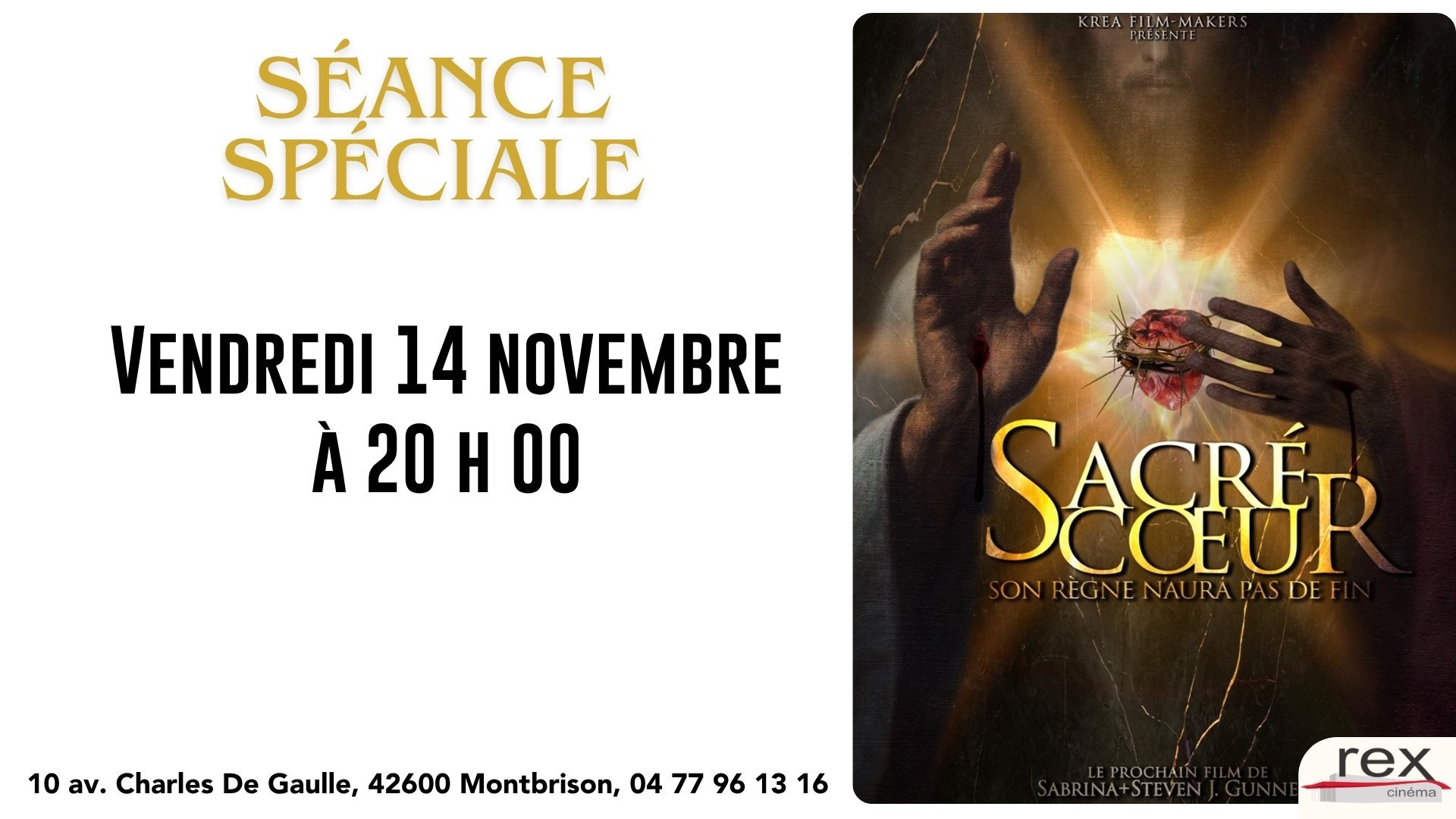 Séance spéciale "Sacré cœur" le vendredi 14 novembre à 20 h 00