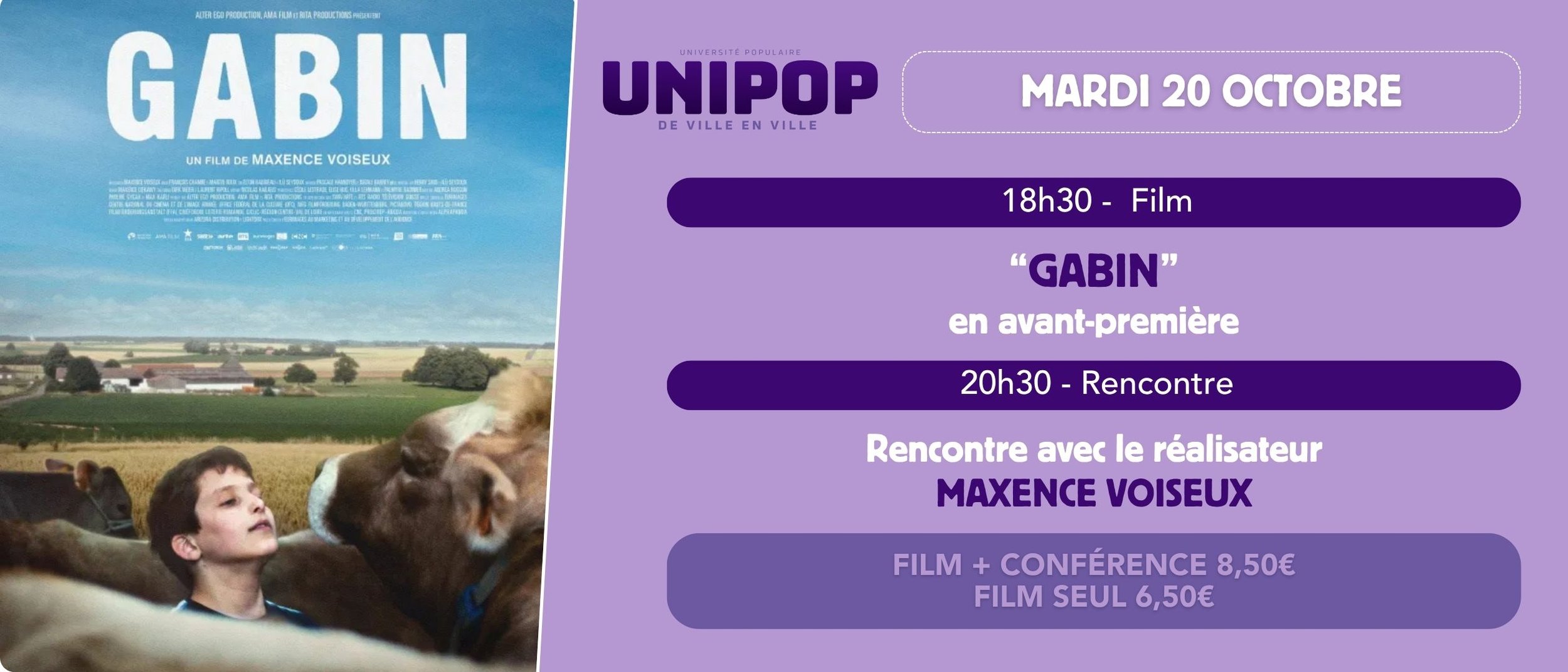 UNIPOP Gabin - Mardi 20 octobre à 18h30