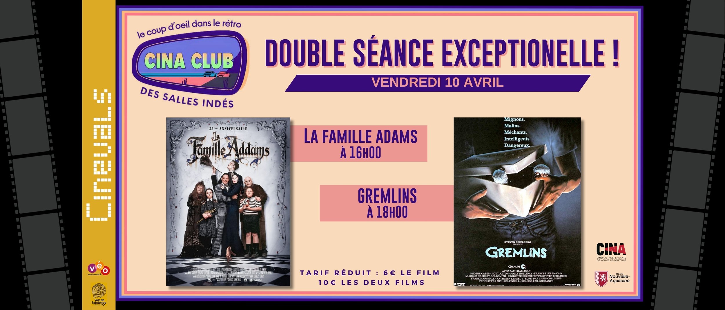 DOUBLE SEANCE EXCEPTIONNELLE : LA FAMILLE ADAMS & GREMLINS