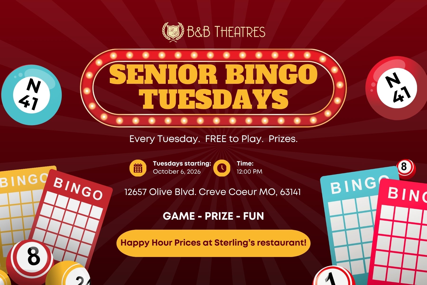 Senior Bingo Tuesdays 12/29
