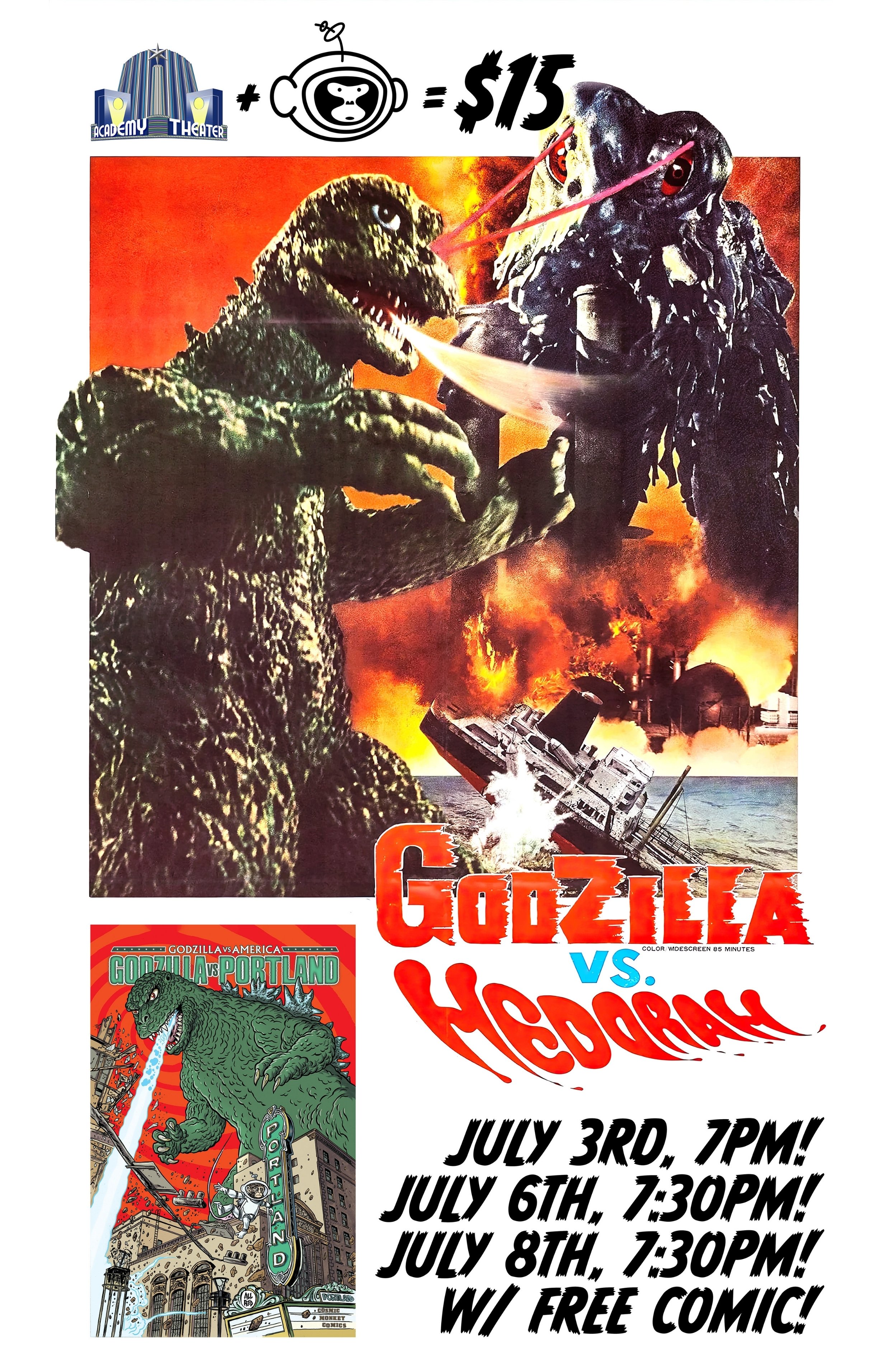 Cosmic Monkey Presents: GODZILLA VS HEDORAH w/ FREE Godzilla vs. Portland comic!