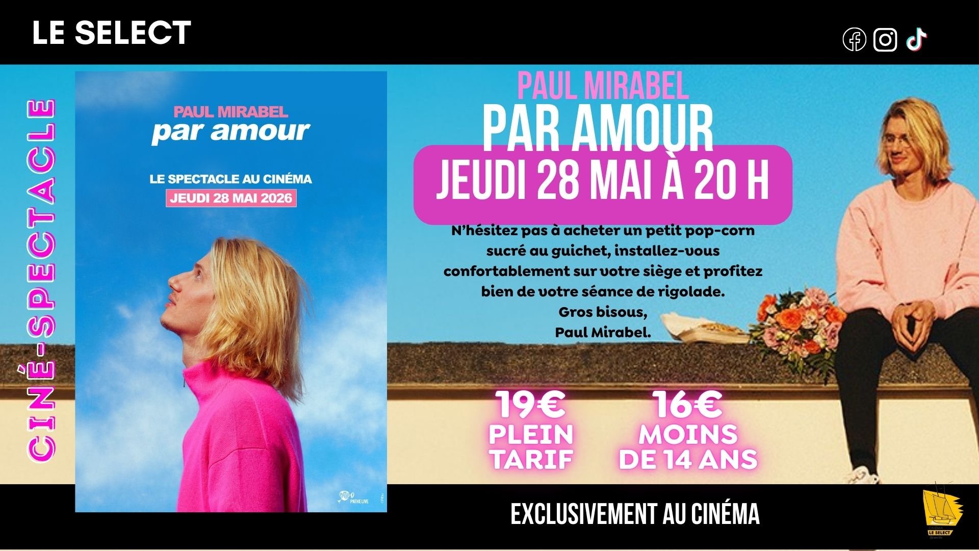CINÉ-SPECTACLE : PAUL MIRABEL, PAR AMOUR