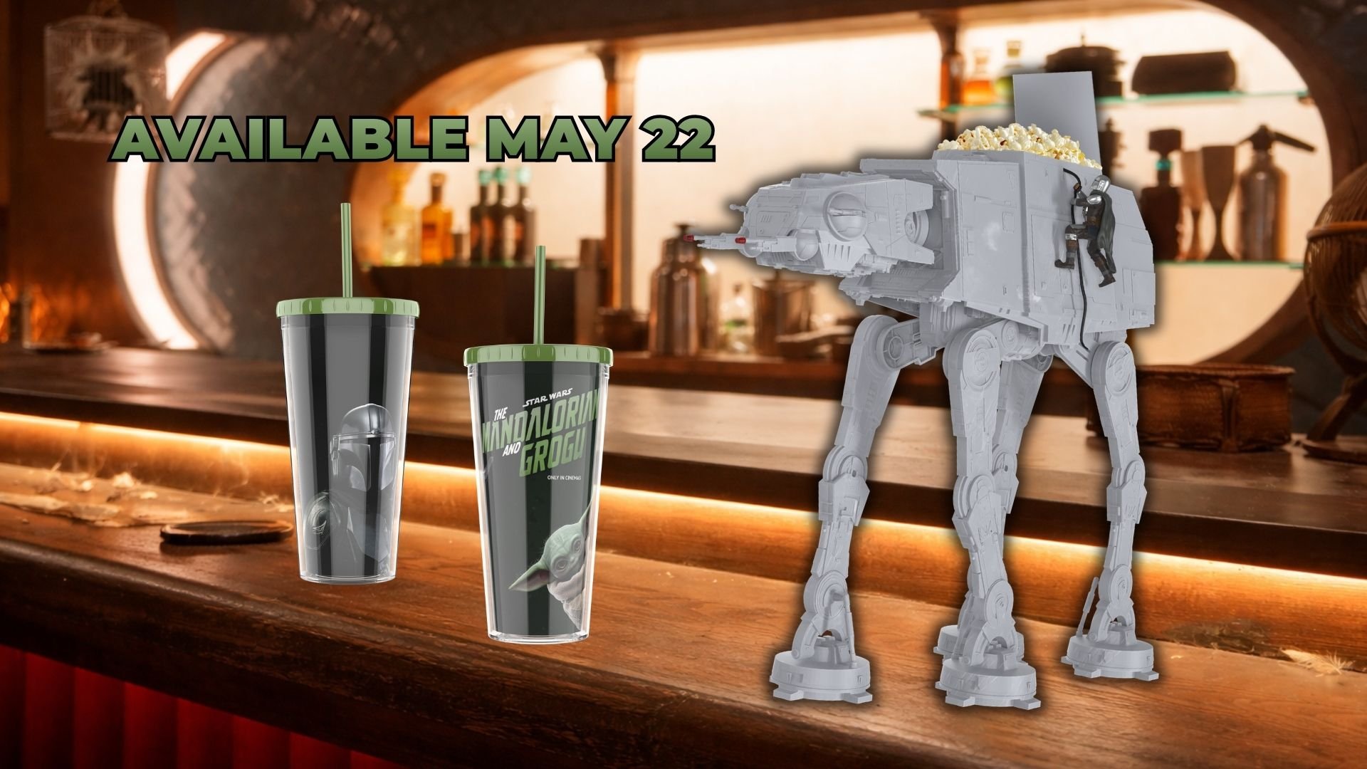 The Mandalorian and Grogu Cups and Popcorn Buckets