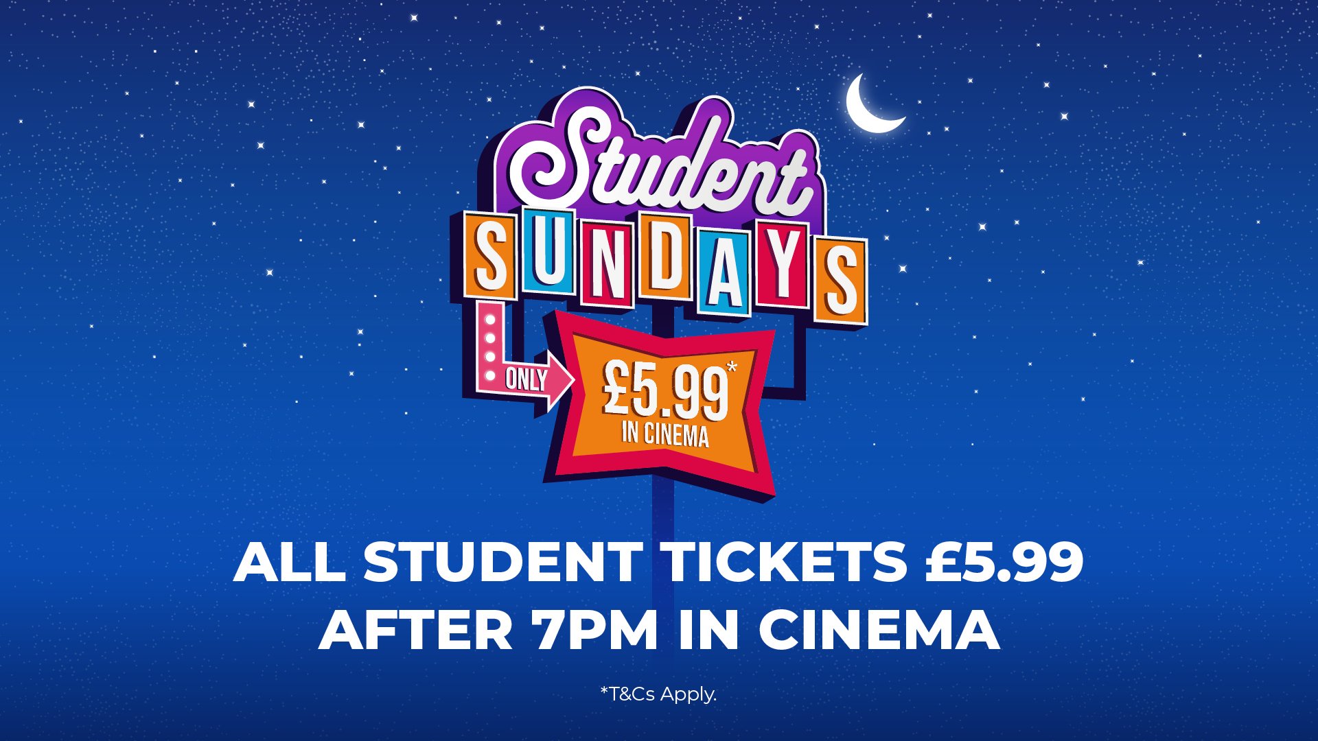 Sunday movie nights, only £5.99 in cinema!