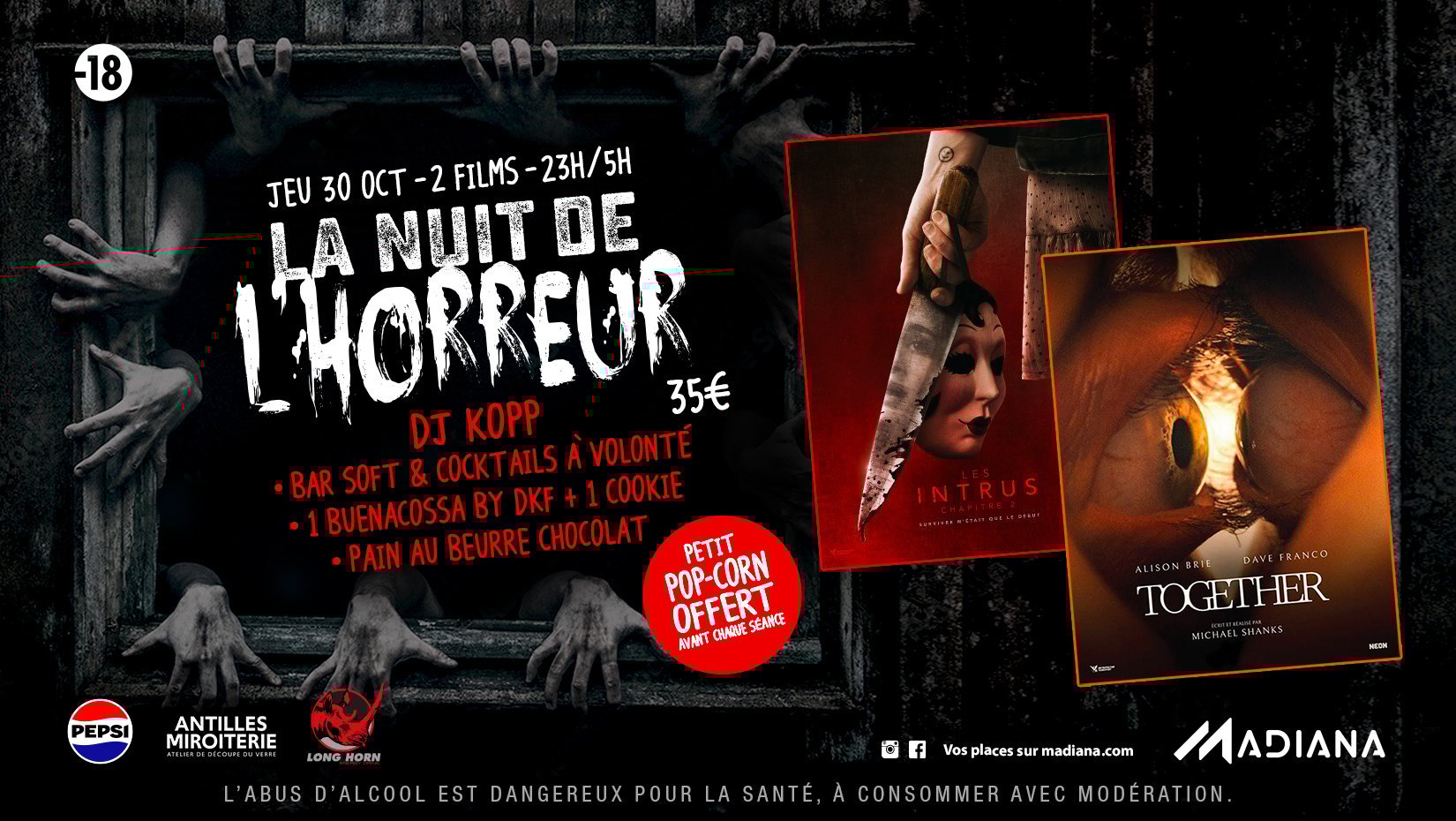 La nuit de l’horreur REVIENT à MADIANA le jeudi 30 octobre !