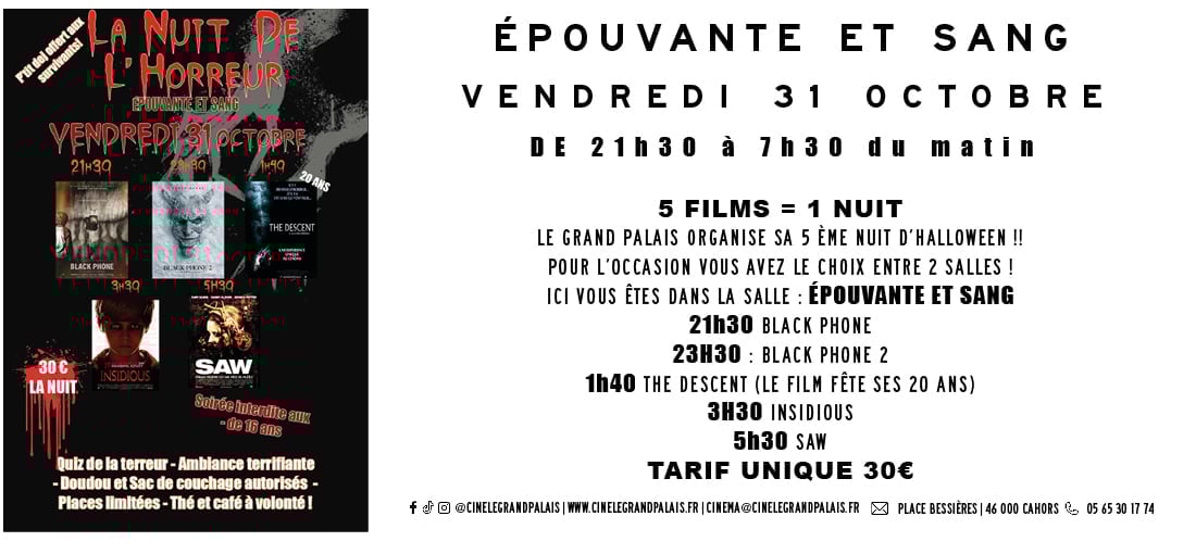 LA NUIT DE L'HORREUR : ÉPOUVANTE ET SANG