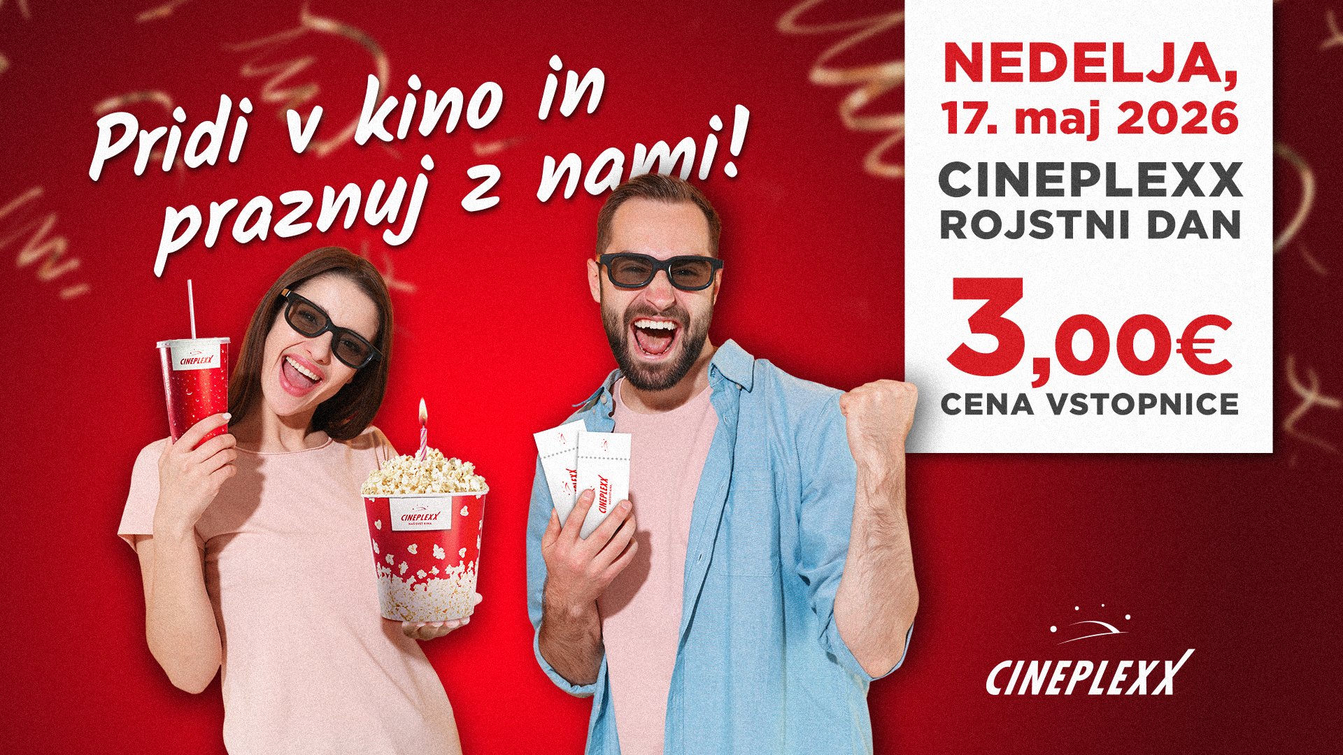 PRAZNUJ Z NAMI! VSE VSTOPNICE SAMO 3€!