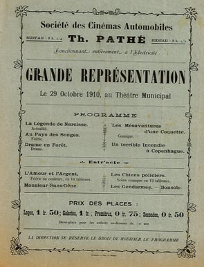 programme cinéma 1910