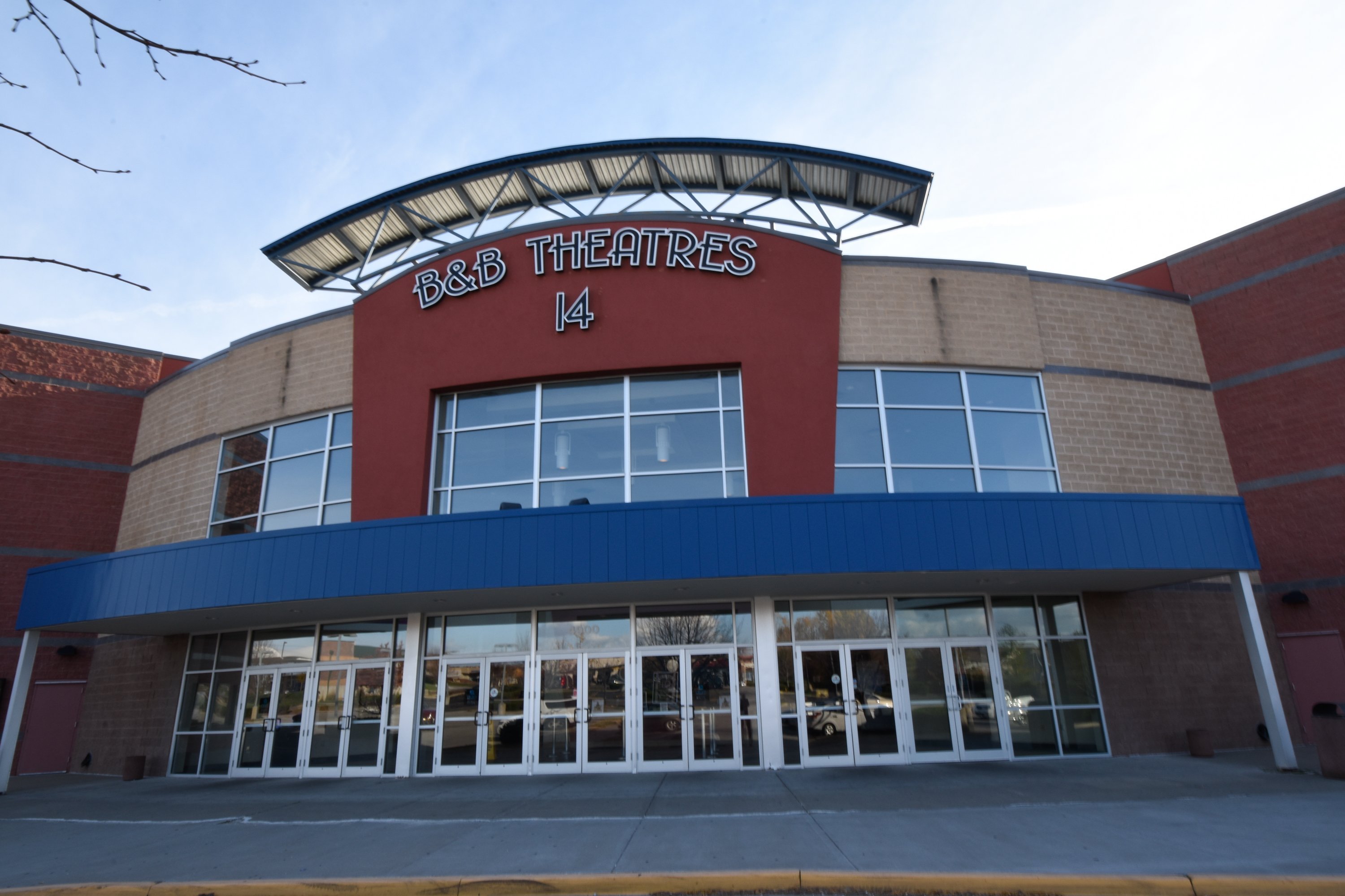 exterior of theatre showing B&B Theaters sign