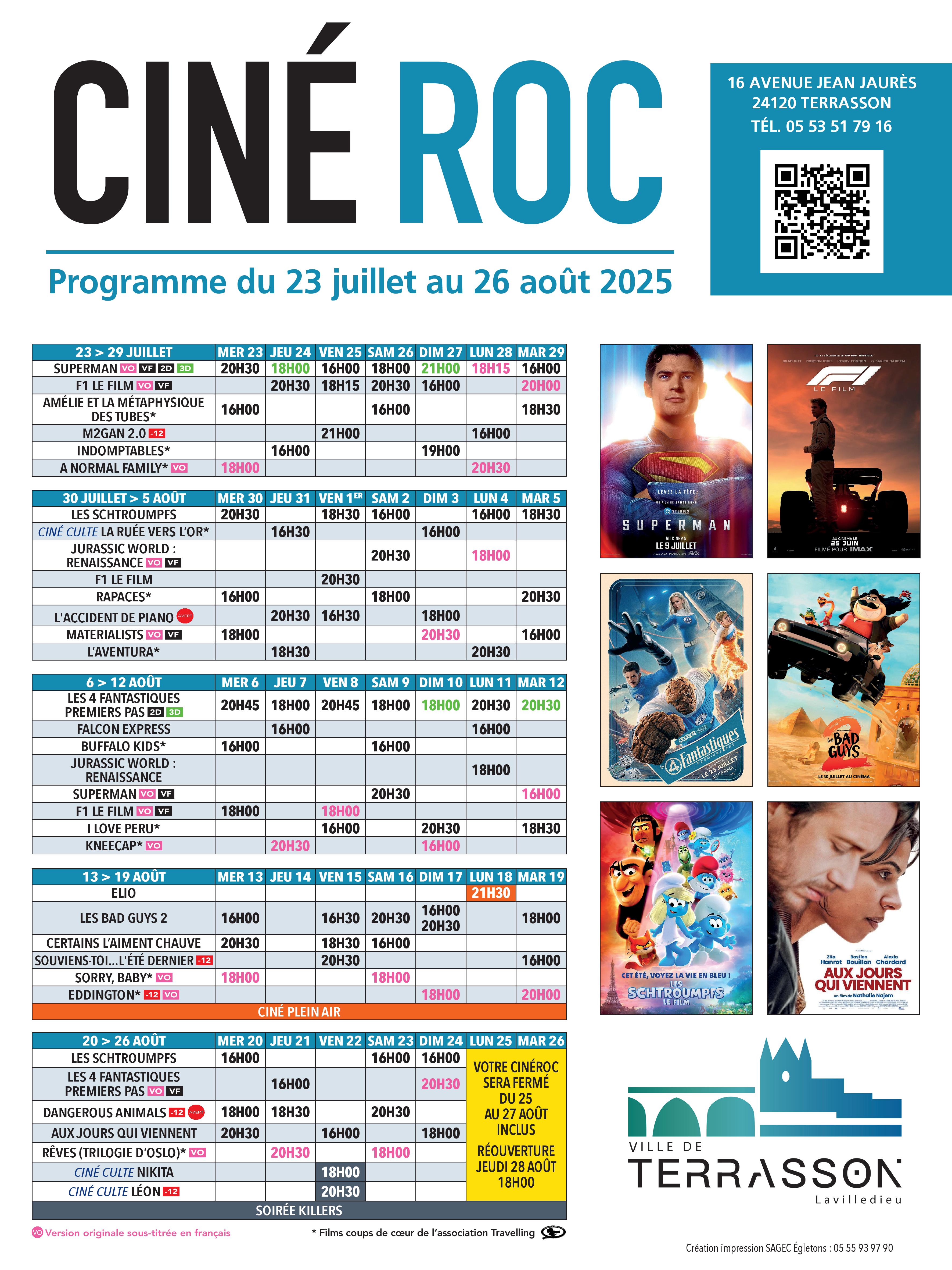 Programme du 23 Juillet au 26 Août 2025