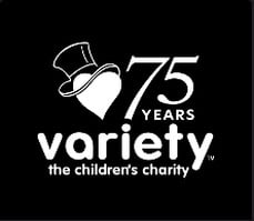 logo for 75 years of variety the childrens charity