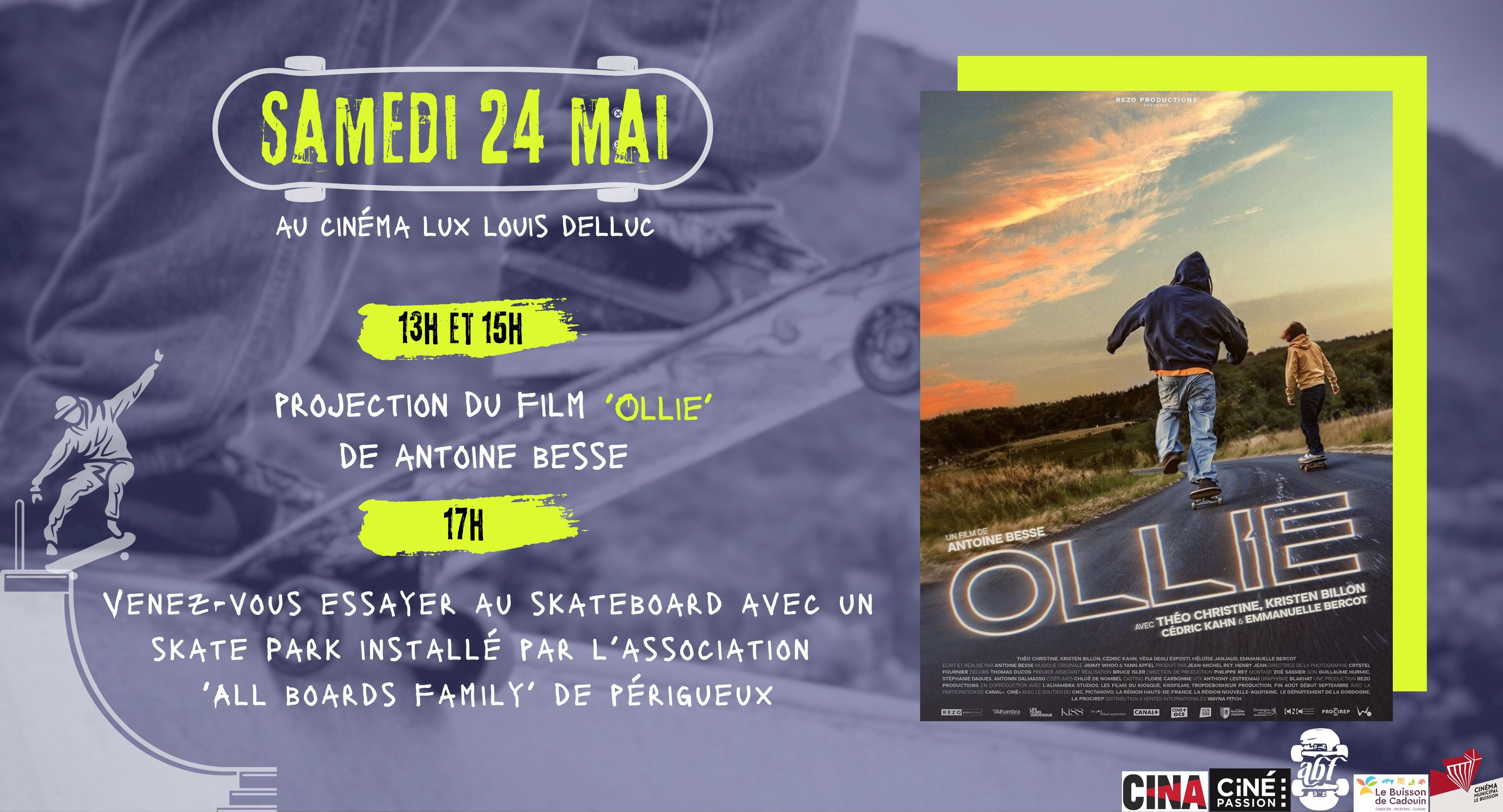 ANIMATION DE SKATE BOARD AUTOUR DE LA PROJECTION DU FILM "OLLIE"