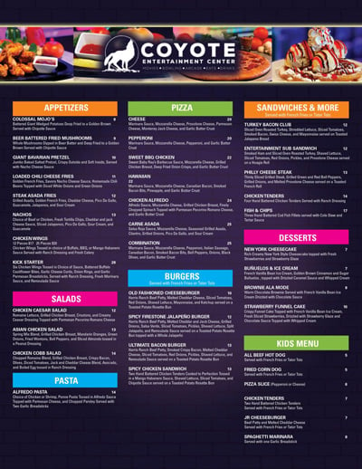 Bowling Menu