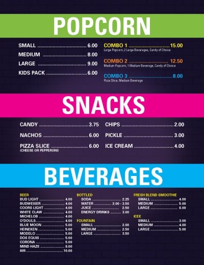 Concessions Menu