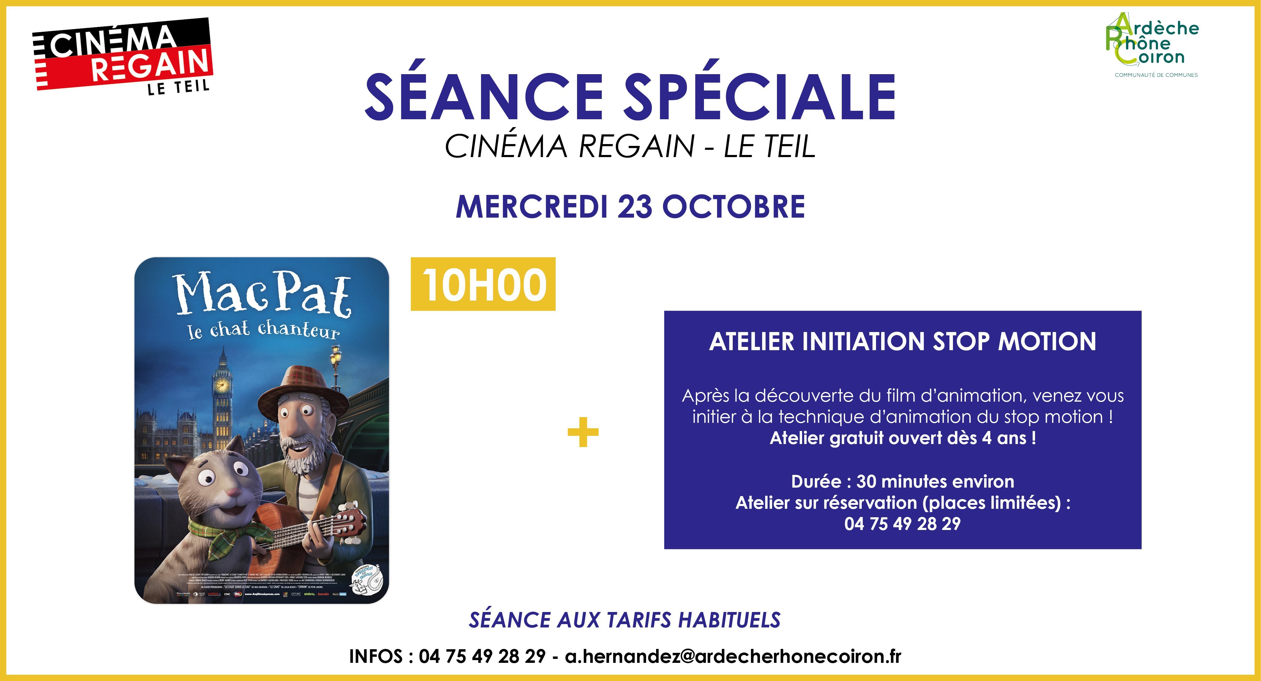 Séance + Atelier cinéma d'animation - Macpat, le chat chanteur