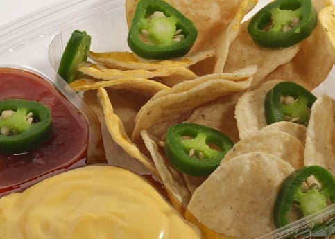 Nachos with jalepenos, salsa and cheese